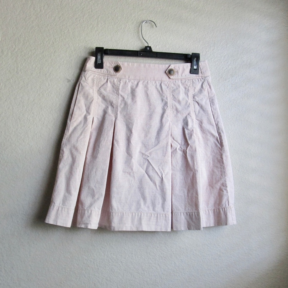 Like New Linen Like J-Crew Box Pleated Skirt